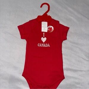 "I Heart Canada" Red Baby Onesie Sz 3-6 Months Canada Day